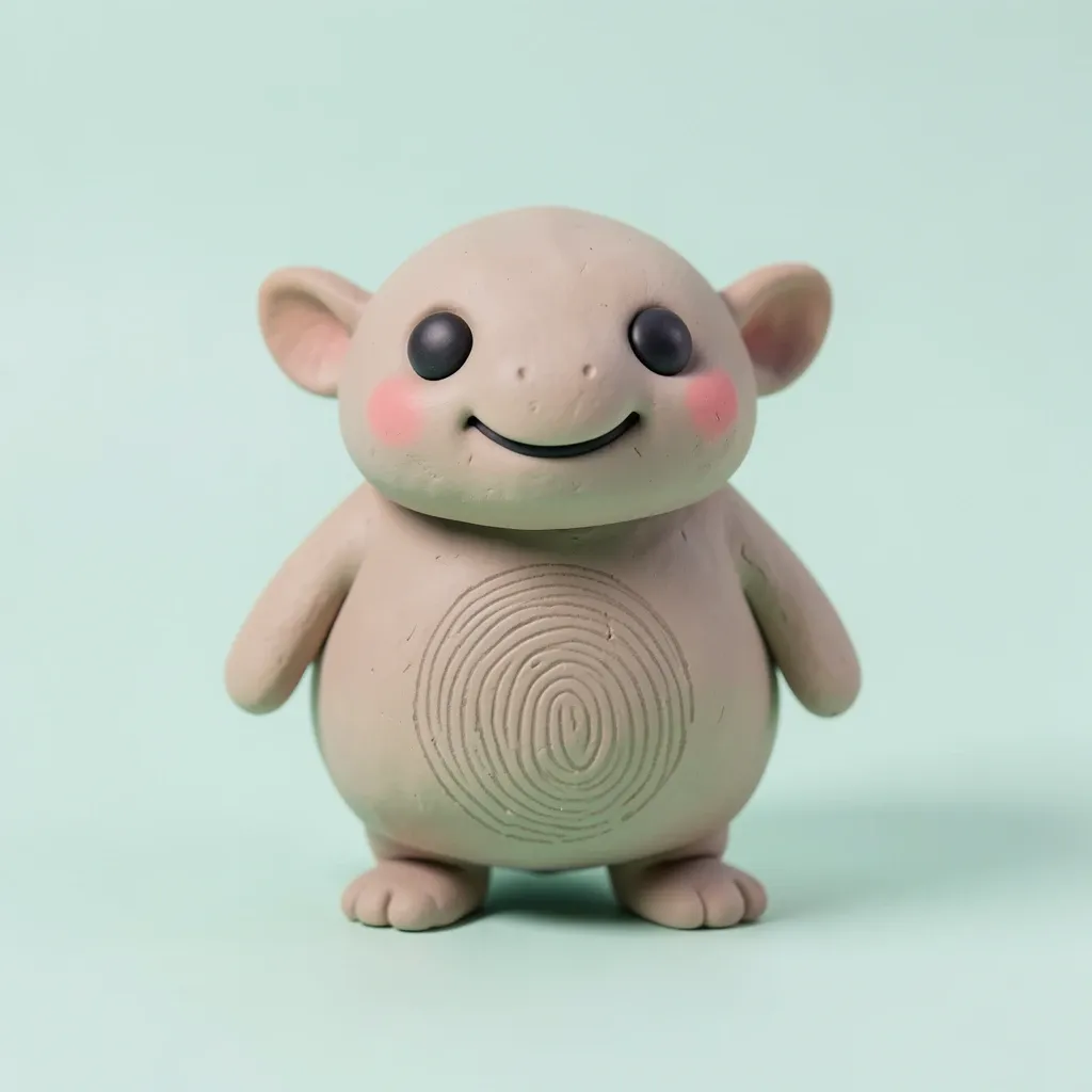 A cute clay-style 3D mascot character in soft studio light