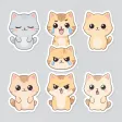 A kawaii cat sticker sheet with six expressions — AI-generated example render