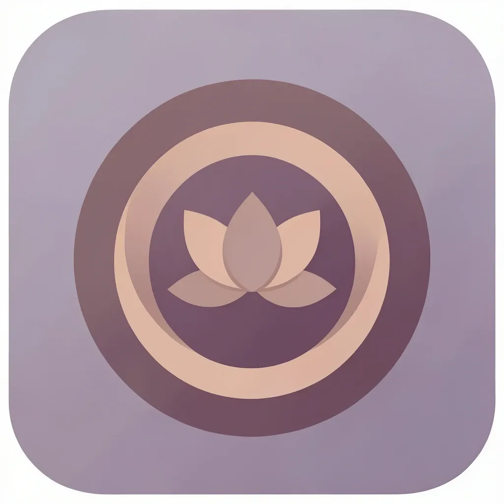 A lotus and ripple meditation app icon in dusk tones