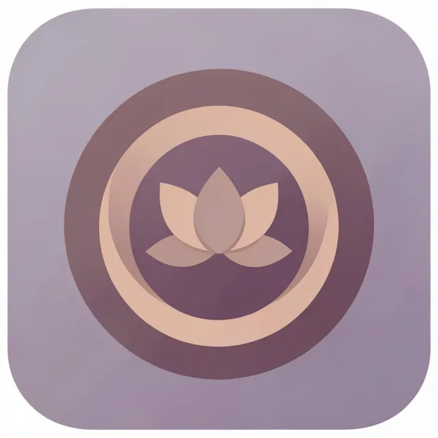 A lotus and ripple meditation app icon in dusk tones