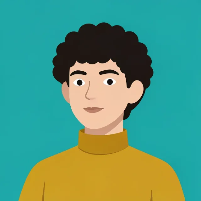 A minimal flat vector avatar portrait on solid teal