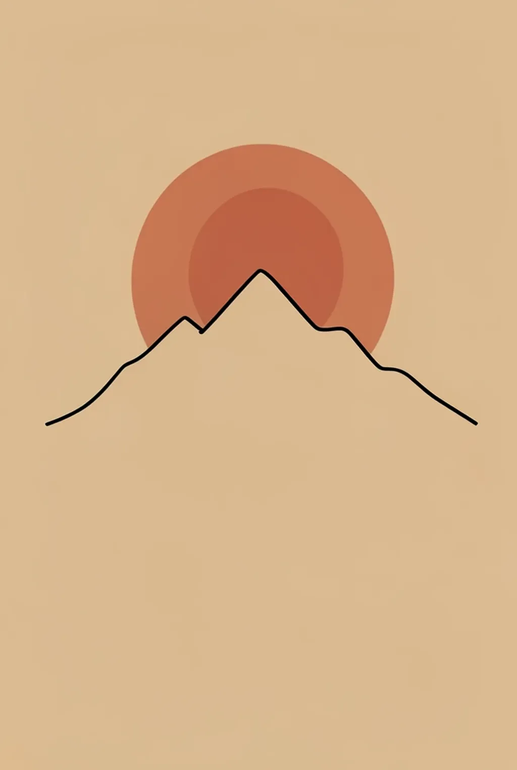 A minimalist one-line mountain print with sun — AI-generated example render