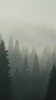 A misty pine forest at dawn phone wallpaper — AI-generated example render