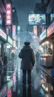 A rainy cyberpunk anime street at night — AI-generated example render