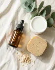 A skincare flat-lay product photo on linen — AI-generated example render