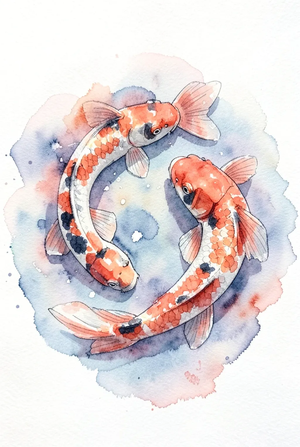 A loose watercolor painting of koi fish in a pond — AI-generated example render