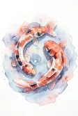 A loose watercolor painting of koi fish in a pond — AI-generated example render