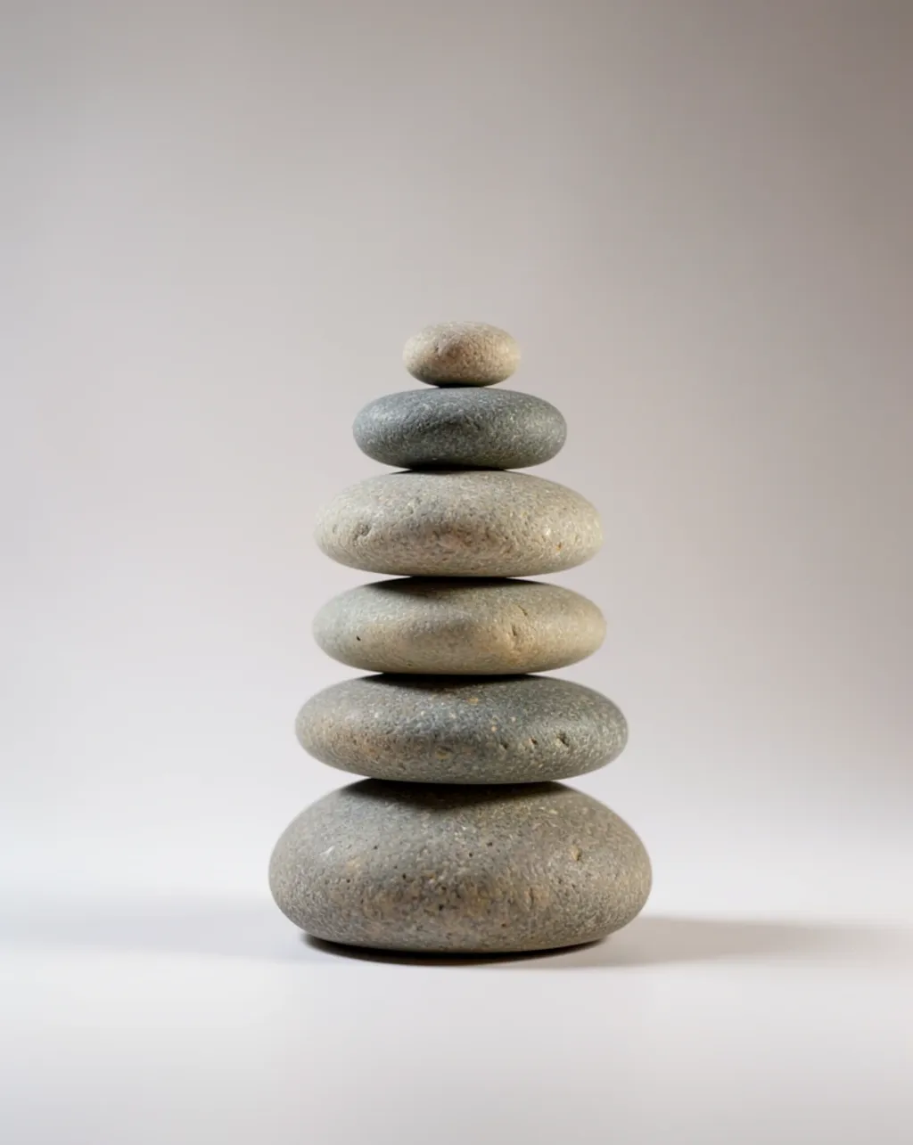 A balanced zen stone stack on a soft gradient backdrop